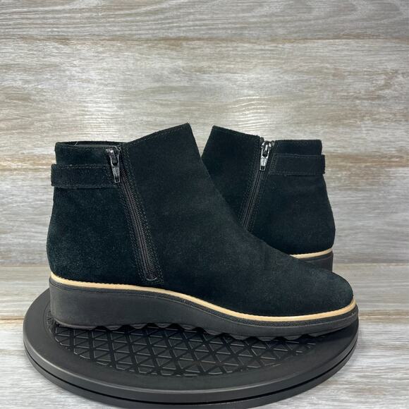 Clarks Women's Sharon Black Suede Zip Up Ankle Boots Size 7 - Picture 7 of 10